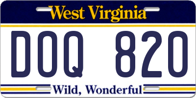 WV license plate DOQ820