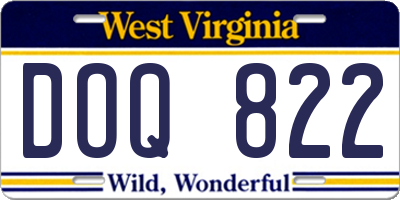 WV license plate DOQ822