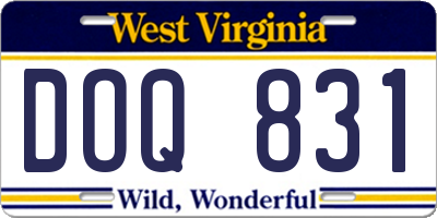 WV license plate DOQ831