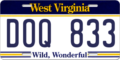 WV license plate DOQ833