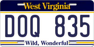 WV license plate DOQ835