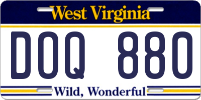 WV license plate DOQ880