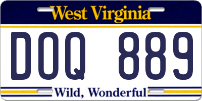 WV license plate DOQ889