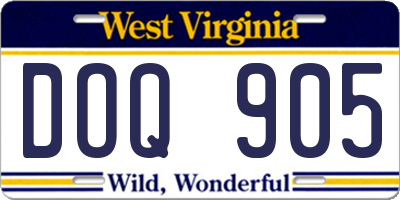 WV license plate DOQ905
