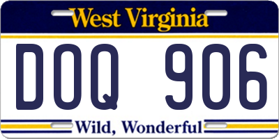 WV license plate DOQ906
