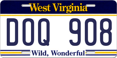 WV license plate DOQ908