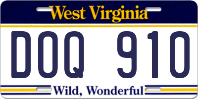 WV license plate DOQ910