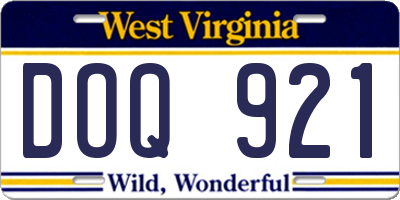 WV license plate DOQ921