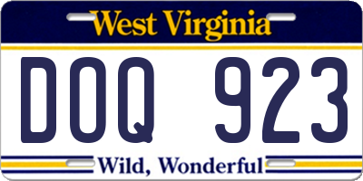 WV license plate DOQ923