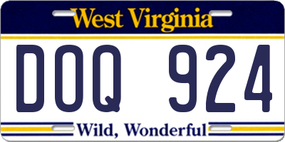 WV license plate DOQ924