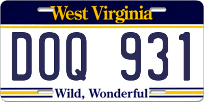 WV license plate DOQ931
