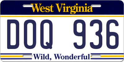 WV license plate DOQ936