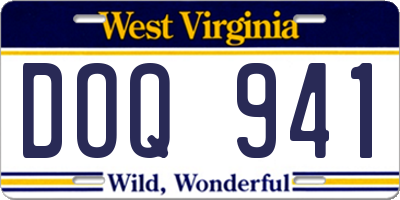 WV license plate DOQ941