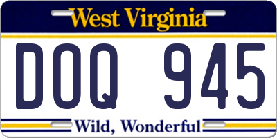 WV license plate DOQ945