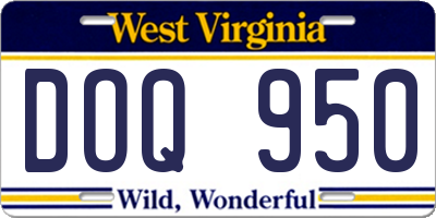 WV license plate DOQ950