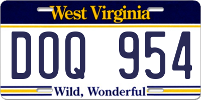 WV license plate DOQ954