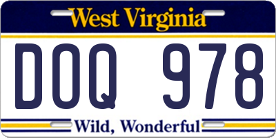 WV license plate DOQ978