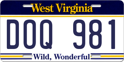 WV license plate DOQ981