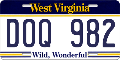 WV license plate DOQ982