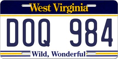 WV license plate DOQ984