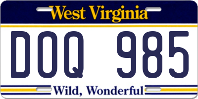 WV license plate DOQ985