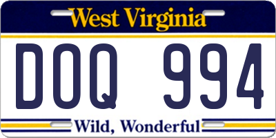 WV license plate DOQ994