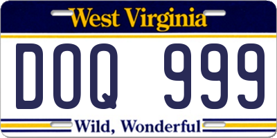 WV license plate DOQ999