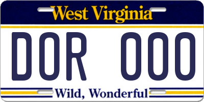 WV license plate DOR000