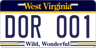 WV license plate DOR001