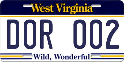 WV license plate DOR002