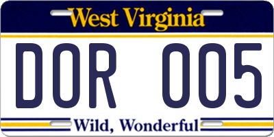 WV license plate DOR005