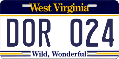 WV license plate DOR024