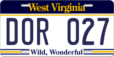 WV license plate DOR027