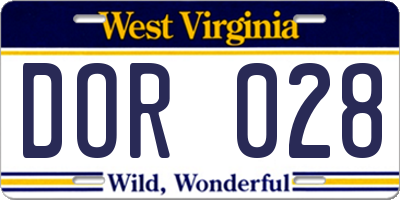 WV license plate DOR028