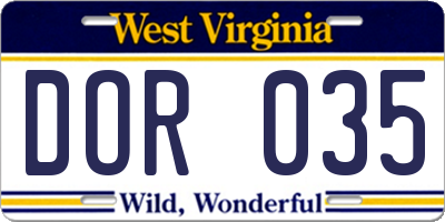 WV license plate DOR035