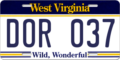 WV license plate DOR037