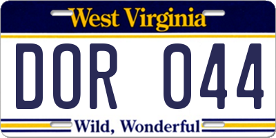 WV license plate DOR044