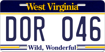 WV license plate DOR046