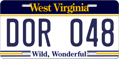 WV license plate DOR048