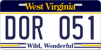 WV license plate DOR051