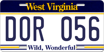 WV license plate DOR056