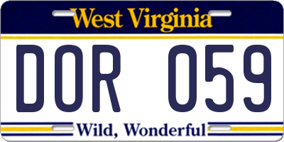WV license plate DOR059