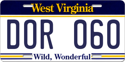 WV license plate DOR060