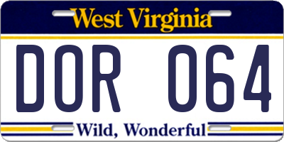 WV license plate DOR064