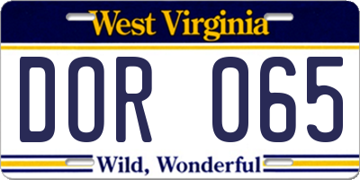 WV license plate DOR065