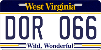 WV license plate DOR066
