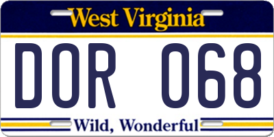 WV license plate DOR068