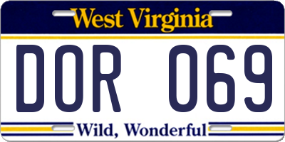 WV license plate DOR069