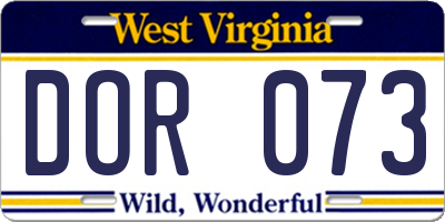 WV license plate DOR073