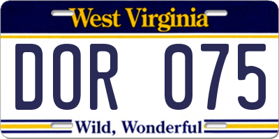 WV license plate DOR075